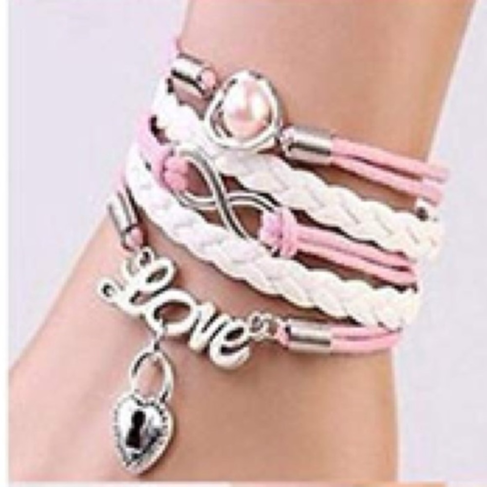 Women’s Pink Leather Love Infinity Bracelet